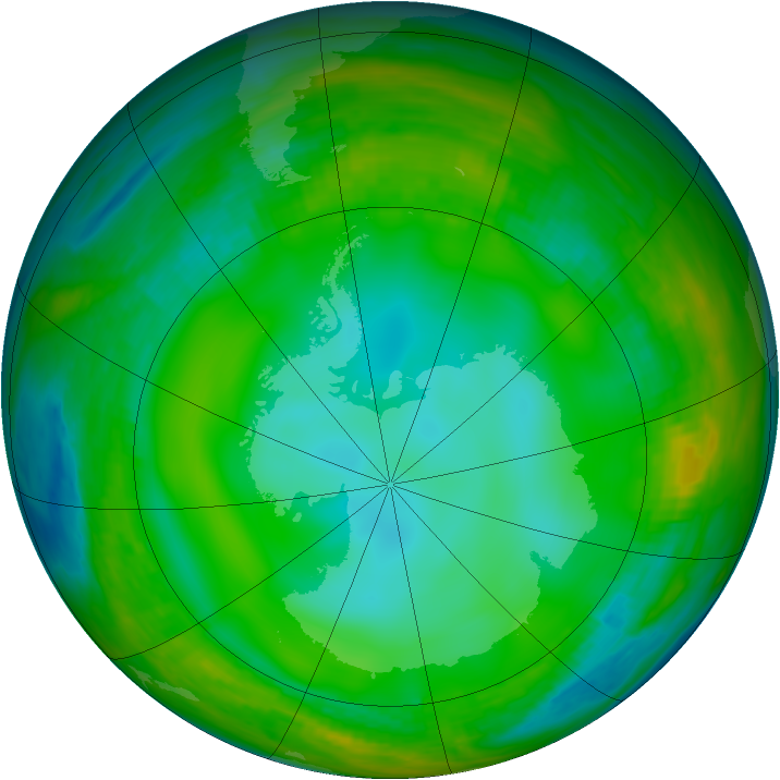 Antarctic ozone map for 30 June 1981